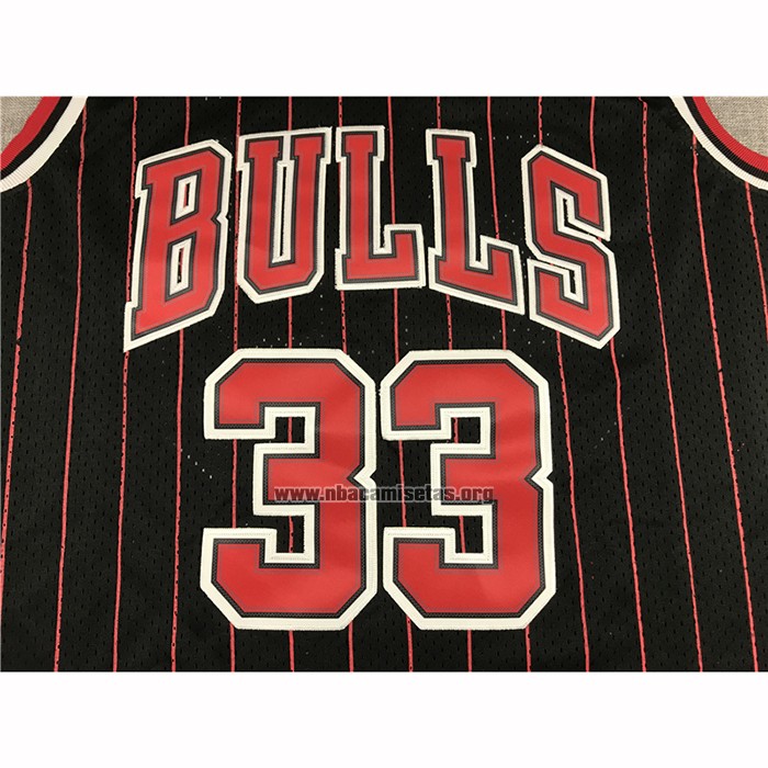 Camiseta Chicago Bulls Scottie Pippen NO 33 Hardwood Classics Throwback 1995-96 Negro